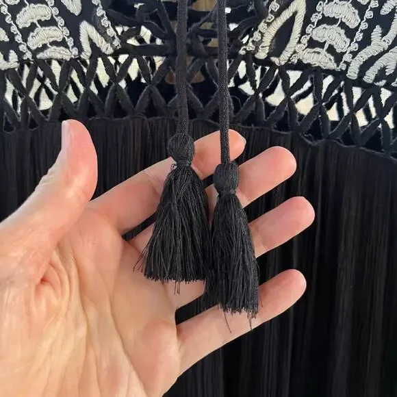 Free People Dusk Til Dawn Mini Dress Black And White Boho Dress Size S - Picture 8 of 10